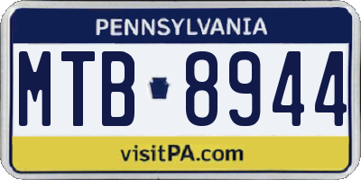 PA license plate MTB8944