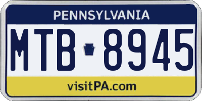 PA license plate MTB8945
