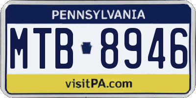 PA license plate MTB8946