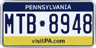 PA license plate MTB8948
