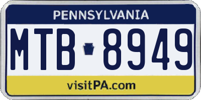 PA license plate MTB8949