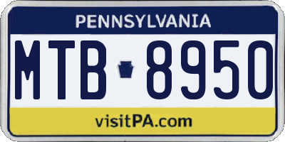 PA license plate MTB8950