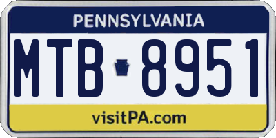 PA license plate MTB8951