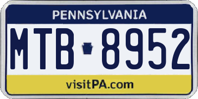 PA license plate MTB8952