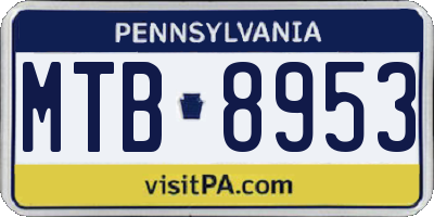 PA license plate MTB8953