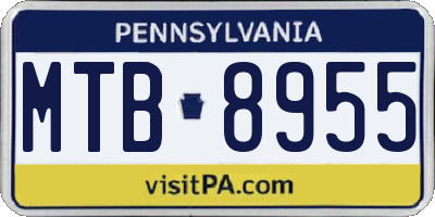 PA license plate MTB8955