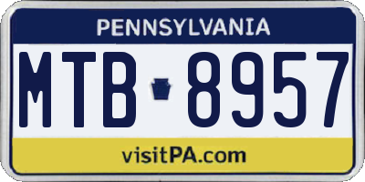 PA license plate MTB8957