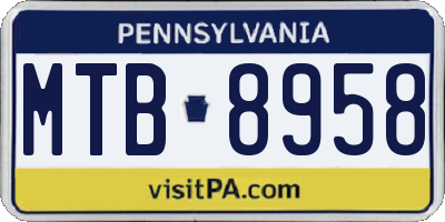 PA license plate MTB8958