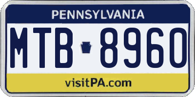 PA license plate MTB8960