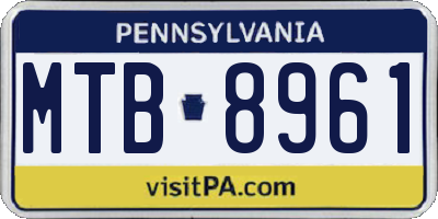 PA license plate MTB8961