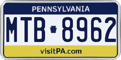 PA license plate MTB8962