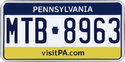 PA license plate MTB8963