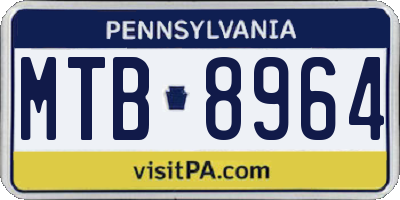 PA license plate MTB8964