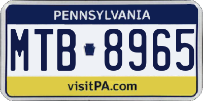 PA license plate MTB8965