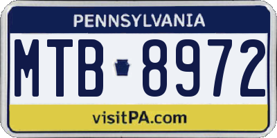 PA license plate MTB8972