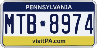 PA license plate MTB8974