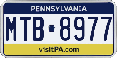 PA license plate MTB8977