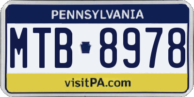 PA license plate MTB8978