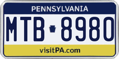 PA license plate MTB8980