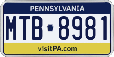 PA license plate MTB8981