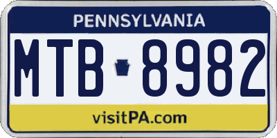 PA license plate MTB8982