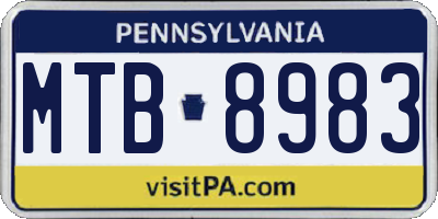 PA license plate MTB8983