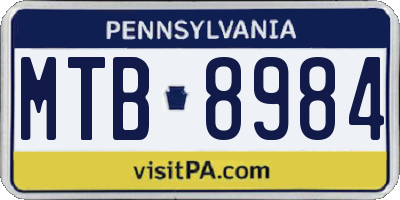 PA license plate MTB8984