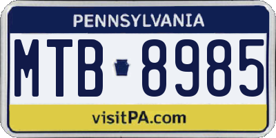 PA license plate MTB8985