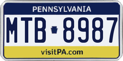 PA license plate MTB8987