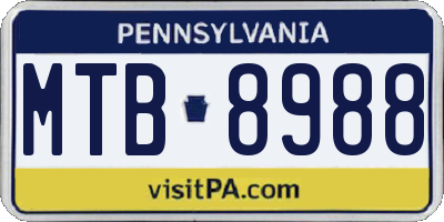 PA license plate MTB8988