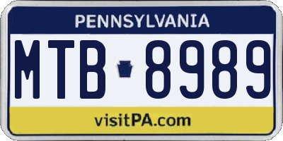 PA license plate MTB8989