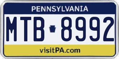 PA license plate MTB8992