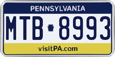 PA license plate MTB8993