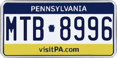 PA license plate MTB8996
