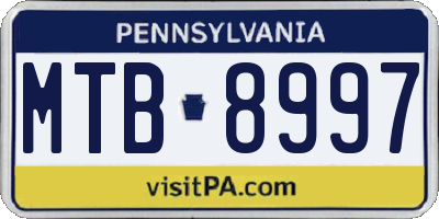 PA license plate MTB8997