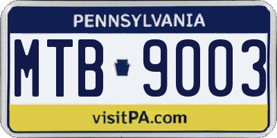 PA license plate MTB9003