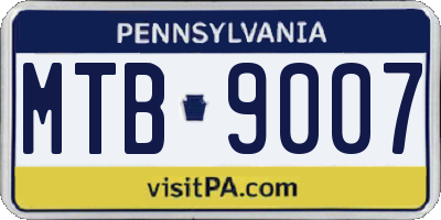 PA license plate MTB9007