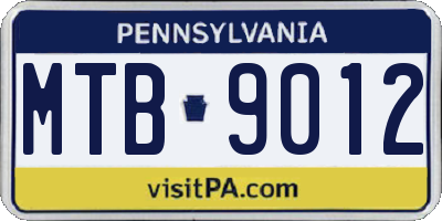 PA license plate MTB9012