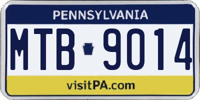 PA license plate MTB9014