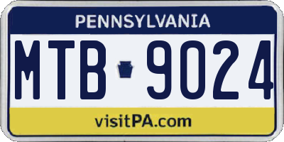 PA license plate MTB9024