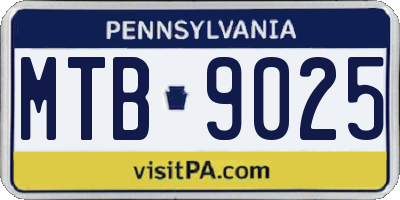PA license plate MTB9025