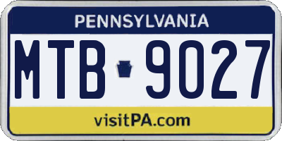 PA license plate MTB9027