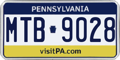 PA license plate MTB9028