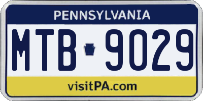 PA license plate MTB9029
