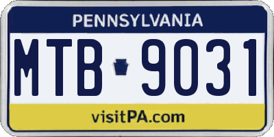 PA license plate MTB9031