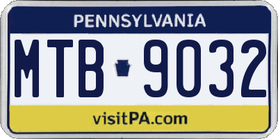 PA license plate MTB9032