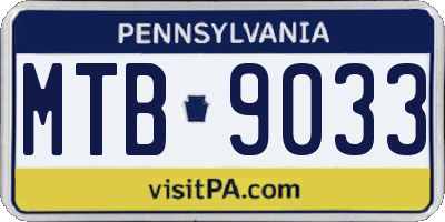 PA license plate MTB9033