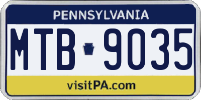 PA license plate MTB9035