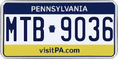 PA license plate MTB9036