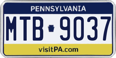 PA license plate MTB9037